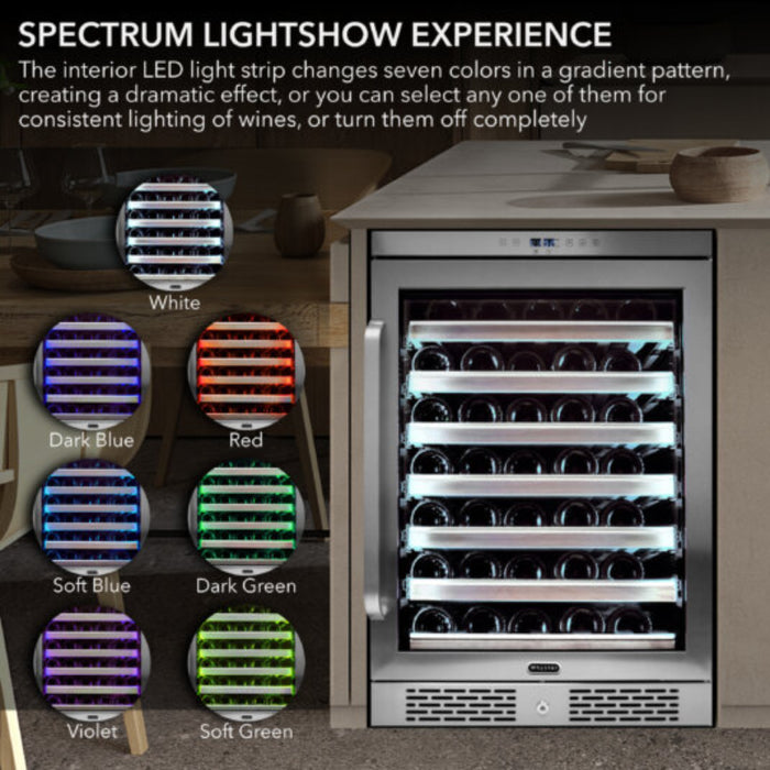 Whynter Elite Spectrum Lightshow 54 Bottle Stainless Steel 24 inch Built-in Wine Refrigerator