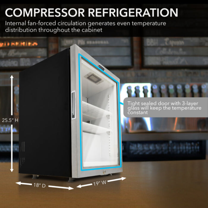 Whynter Countertop Reach 1.8 cu ft Display Glass Door Freezer