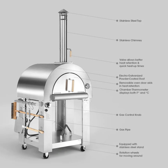 Empava PG03 Outdoor Wood Fired and Gas Pizza Oven